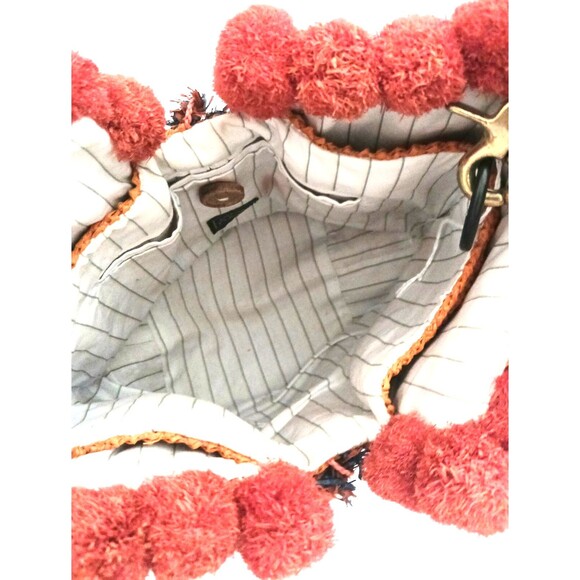 Bohemian Orange and Red Pom-Pom Shoulder Bag - Picture 10 of 16